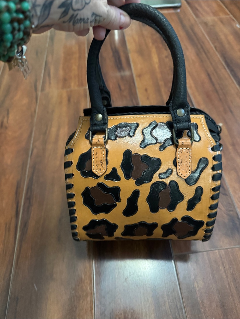Tan Leopard-Print Women's mini speedy Top-Handle Bag